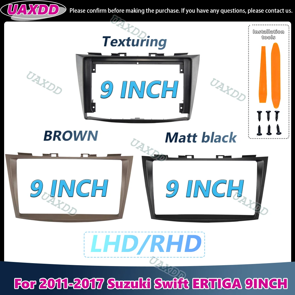 UAXDD For 2011-2017 Suzuki Swift ERTIGA 9INCH LHD RHD 2 Din Car Interior Stereo Radio Android Frame Fascia Cable Video Harness