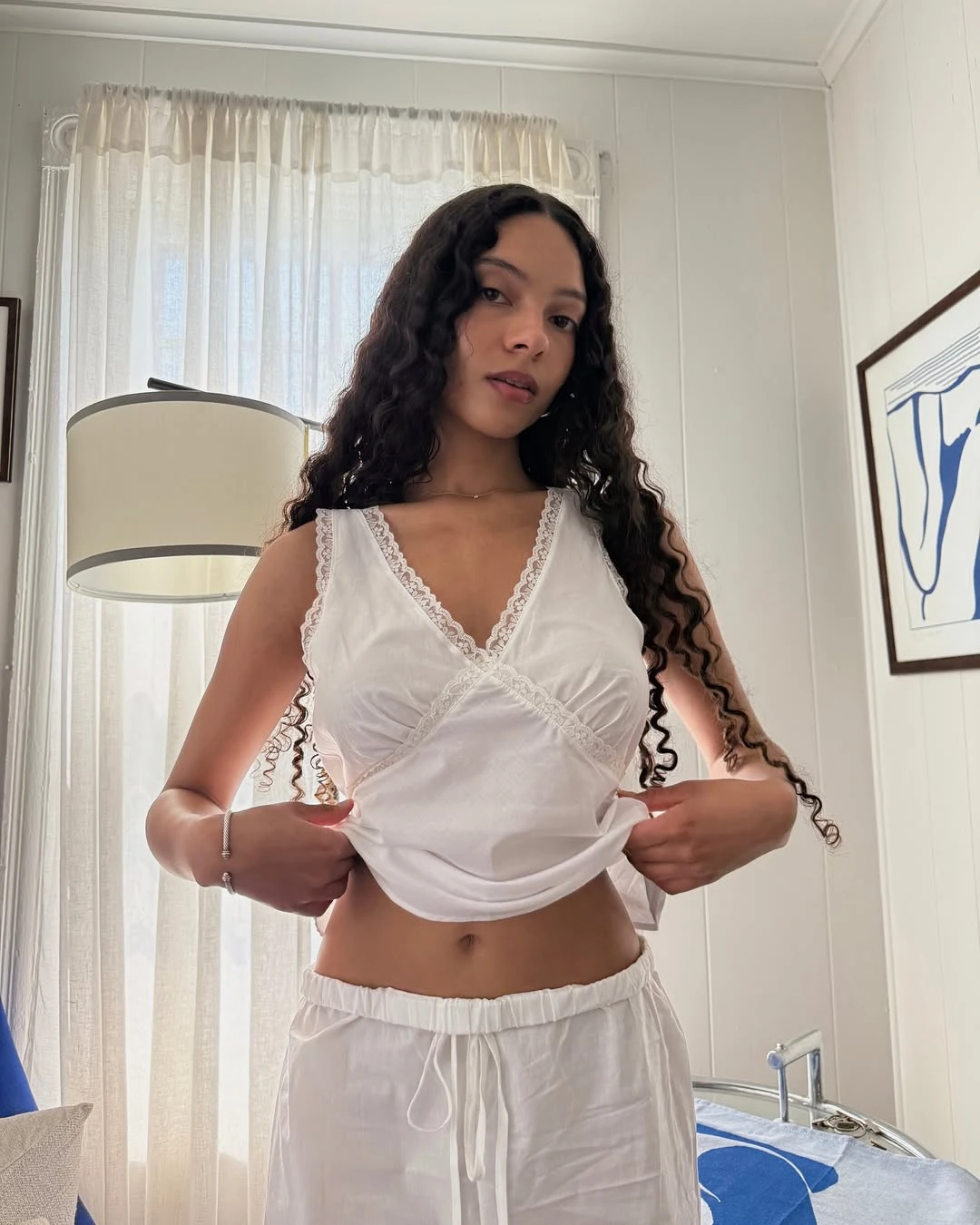COUCO The Iris Tank Cotton Voile White and Pants