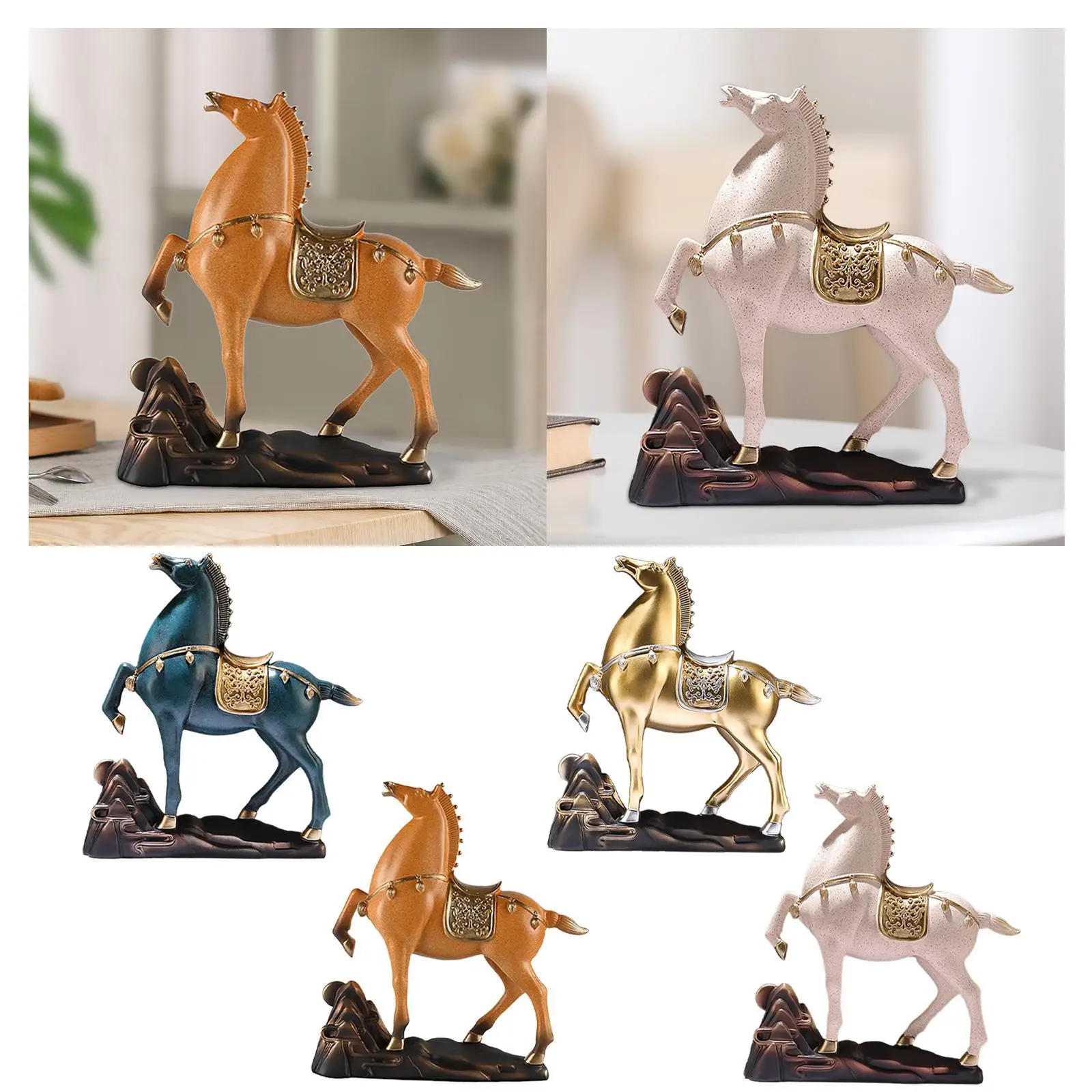 

Horse Figurine Sculpture Tabletop Ornament 10x3x10.4inch Table Centerpiece for