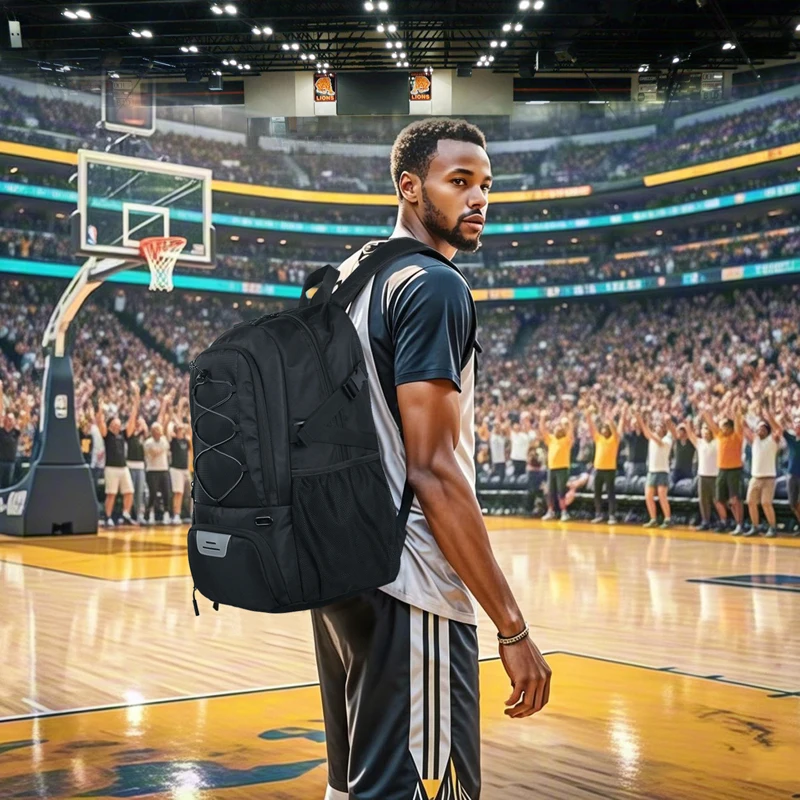 Basketball Backpack Large Capacity Football Storage Bag with Shoes Pocket Outdoor Sports Training Rucksack for Soccer Schoolbag