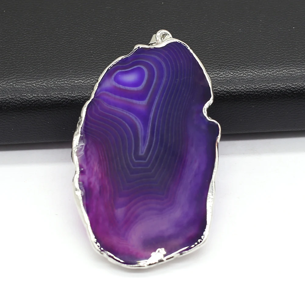 1pc Natural Stone Agate Irregular Shape Pendants Silvery/Gold Edge Charms for Jewelry Making DIY Necklace Earrings Accessories