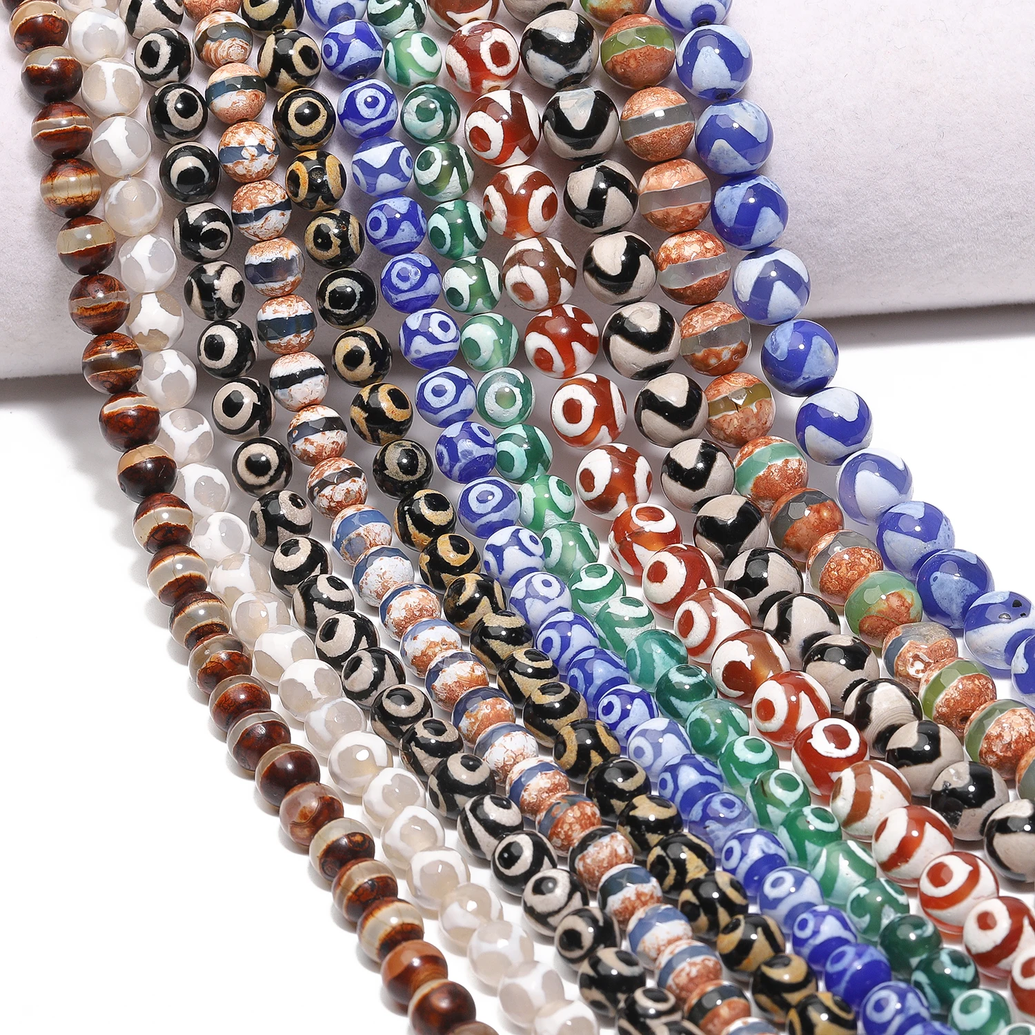 6/8/10mm Natural Dzi Agate Beads Tibetan Prayer Mystical Ancient Round Beads for Jewelry Making DIY Vintage Bracelet Accessories