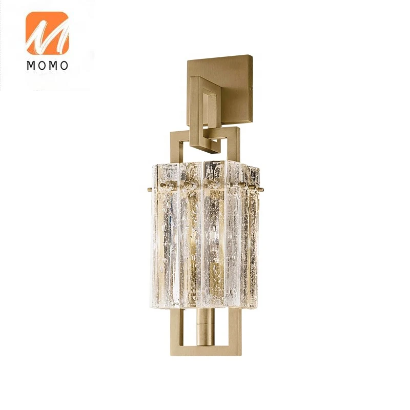 Post-modern simple living room background wall decoration corridor light Creative bedroom copper crystal wall light