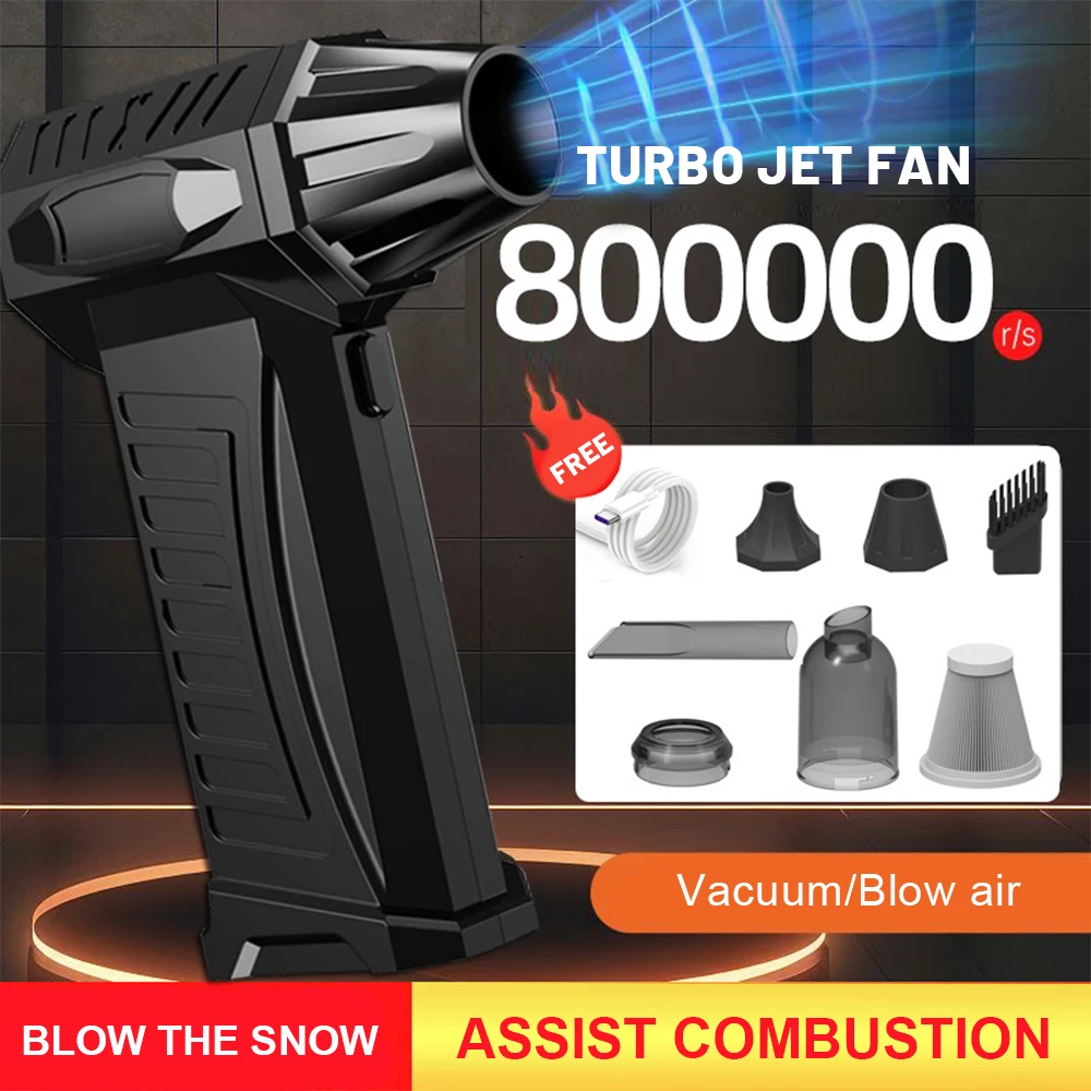 Powerful 800000 RPM Turbo Fan Air Blower Portable Wireless Dust Cleaner TypeC Charging Brushless Jet Blower Outdoor Home Clean