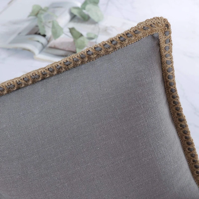 1/2PCS Farmhouse Throw Pillow Cover 30X50cm 45x45cm 50x50cm Christmas Cotton Linen Pillow Cover Trimmed Tailored Edges Grey Red