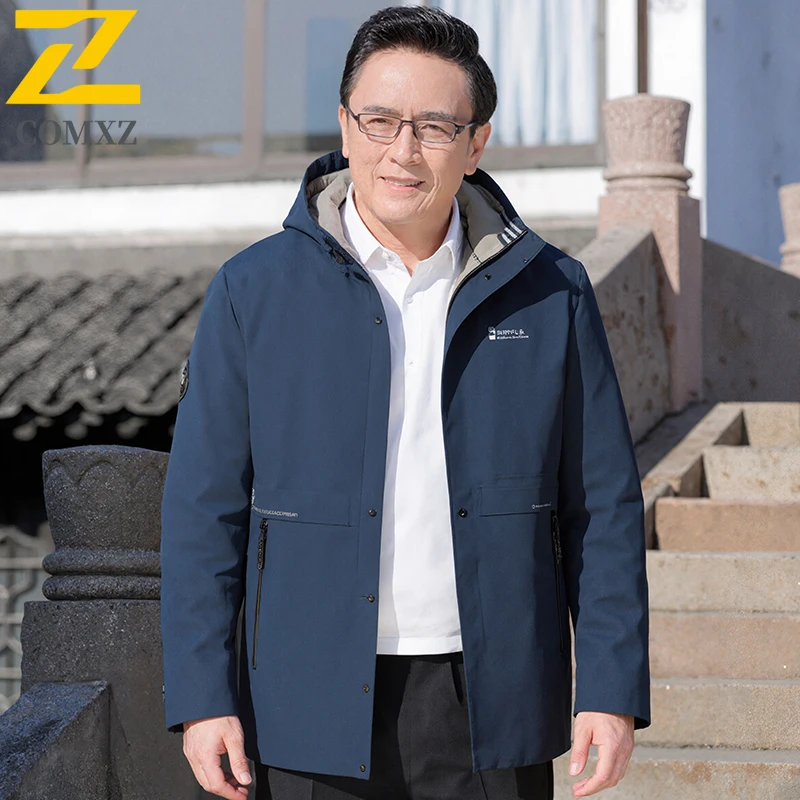 

Men Cotton Jacket 2025 New Edition Cotton Thick Cold Protection Warmth Business Hooded Jacket Outdoor Casual Winter Down Jacket