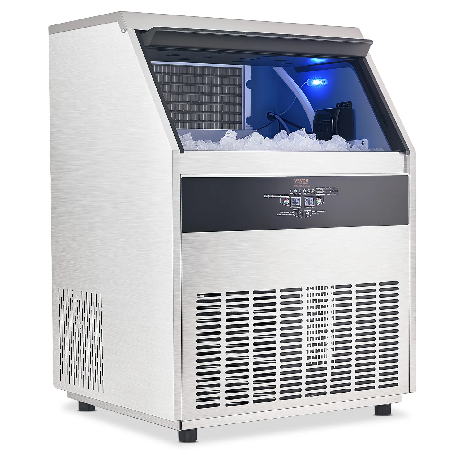 SucceBuy 300 lbs/24 H kommerzielle Eismaschine, 126 Eiswürfel in 15 Minuten, freistehende Eismaschine für Bar, Büro, Restaurant