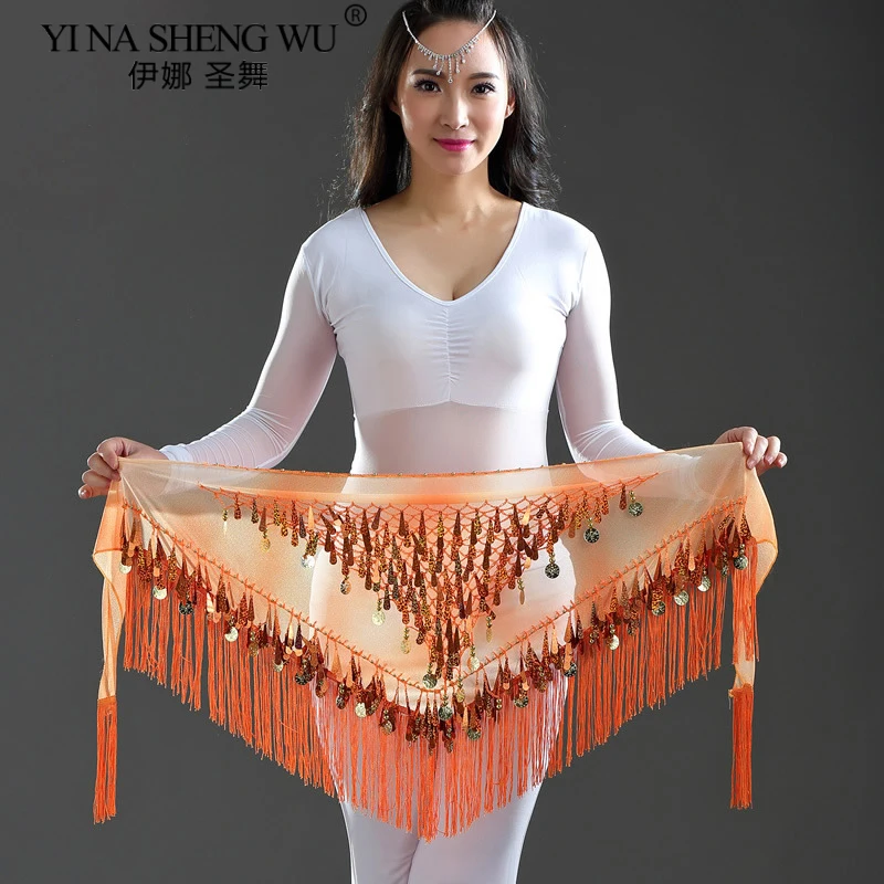 Oriental Coins Waist Hip Scarf Women Belly Dance Accessories Sequins Tassel Hip Scarf Belly Dance Belt Hip Scarf Bellydance Prop