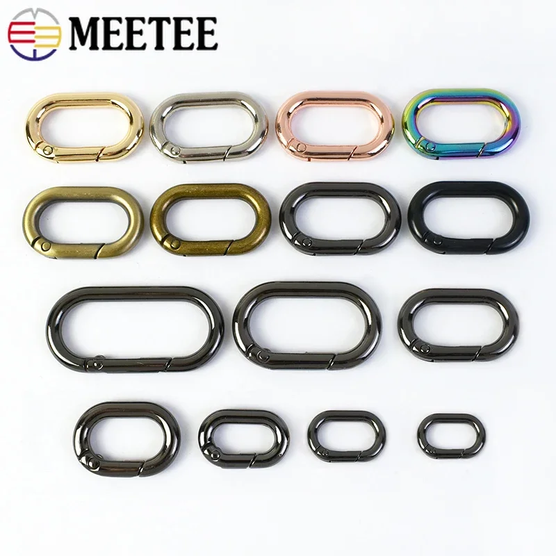 5/10Pcs Meetee 13-25mm Metal Buckles O Ring Spring Snap Hook Bag Strap Openable Connect Clasp Loop Keyring Pendant Clip Hardware
