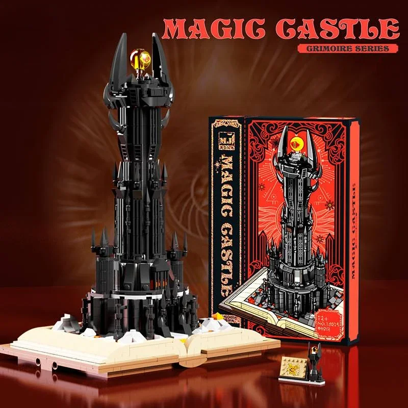 969PCS New Magic Gastle on Book Lord Rings Sauron Eye Building Blocks With Led Light Assemble Brick Collection Toy Boy Kids Gift