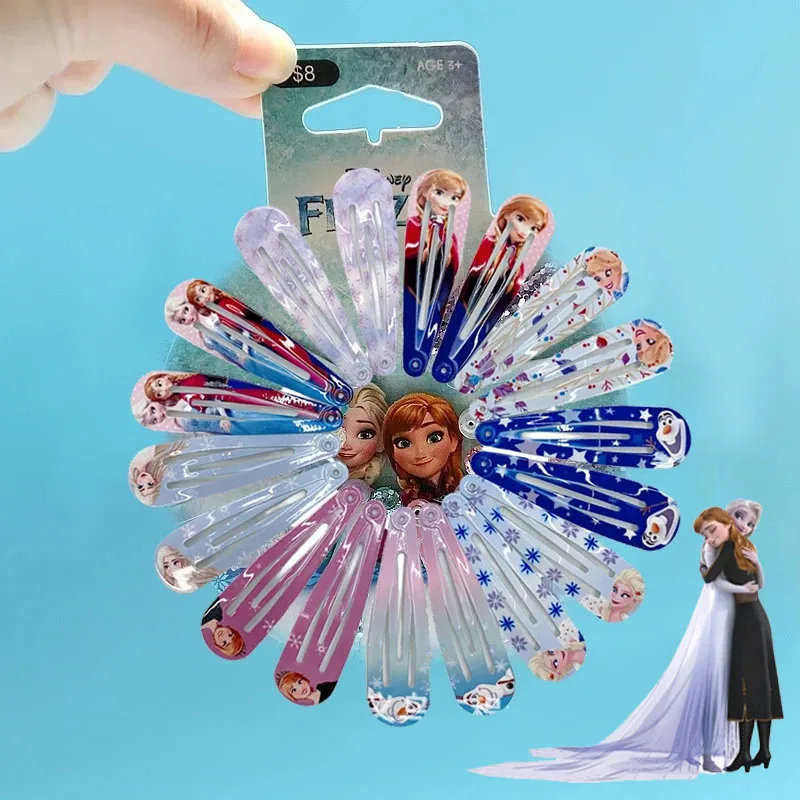 12pcs Anime Disney Frozen Children Hair Clip Accessories Elsa Hair Pin Bow Headwear Princess Kid Head Clips Girl Birthday Gift