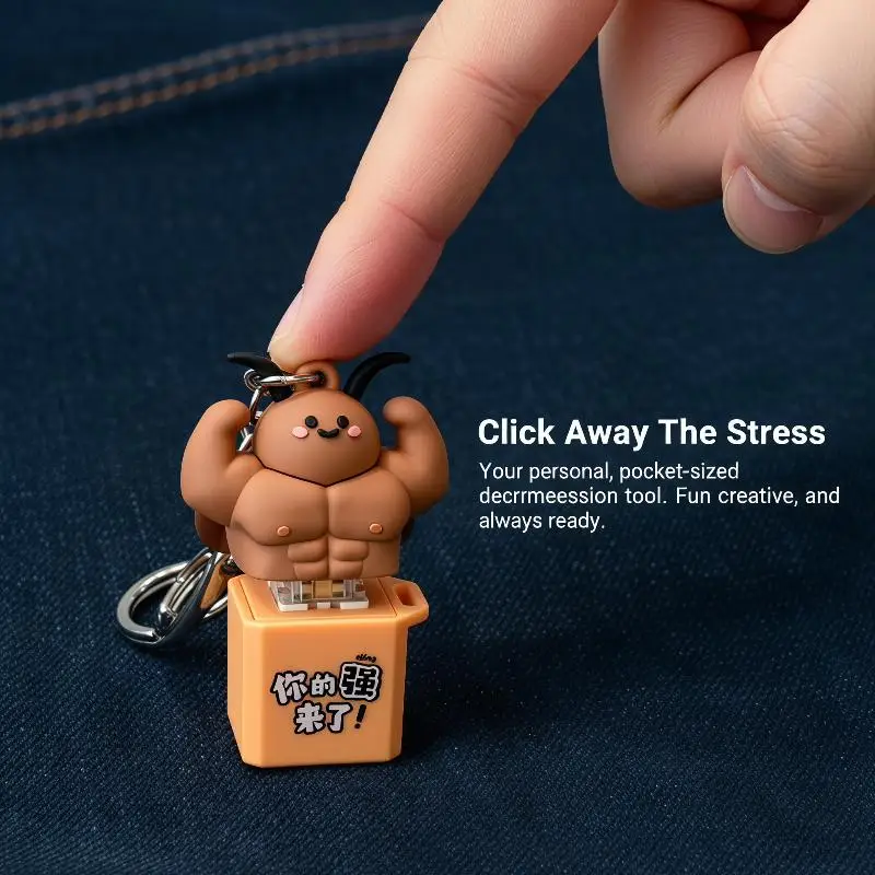 Sounding Pressable Muscular Cockroach Keychain Creative Funny Backpack Pendant Novelty Prank Toy for Kids Party Gifts