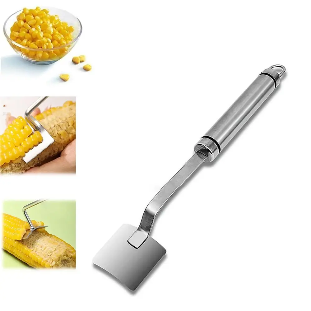 Stainless Steel Long Handle Corn Stripper Planer Tool Quick Removing Corn Thresher with Ergonomic Handle Corn Cob Stripper Tool