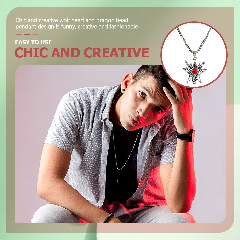 

Necklace Sweater Chain Punk Men Dragon Pendant Jewelry for Chunky Choker Necklaces Alloy Man