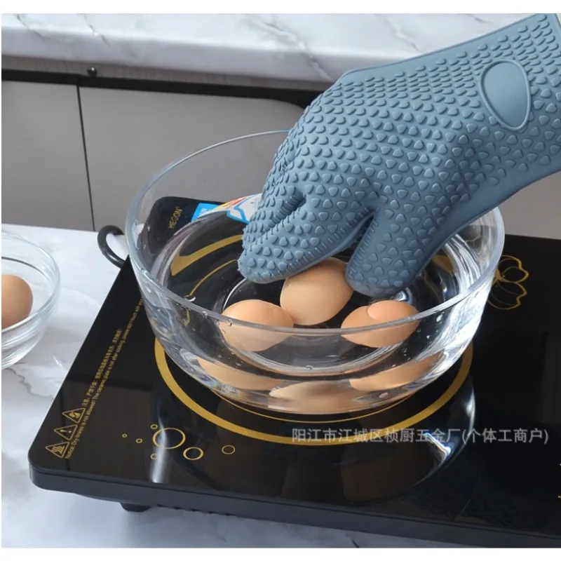 

Heat Resistant Silicone Oven Mitts Non Slip Kitchen Gloves for Baking Microwave Cooking Anti Scald Gloves