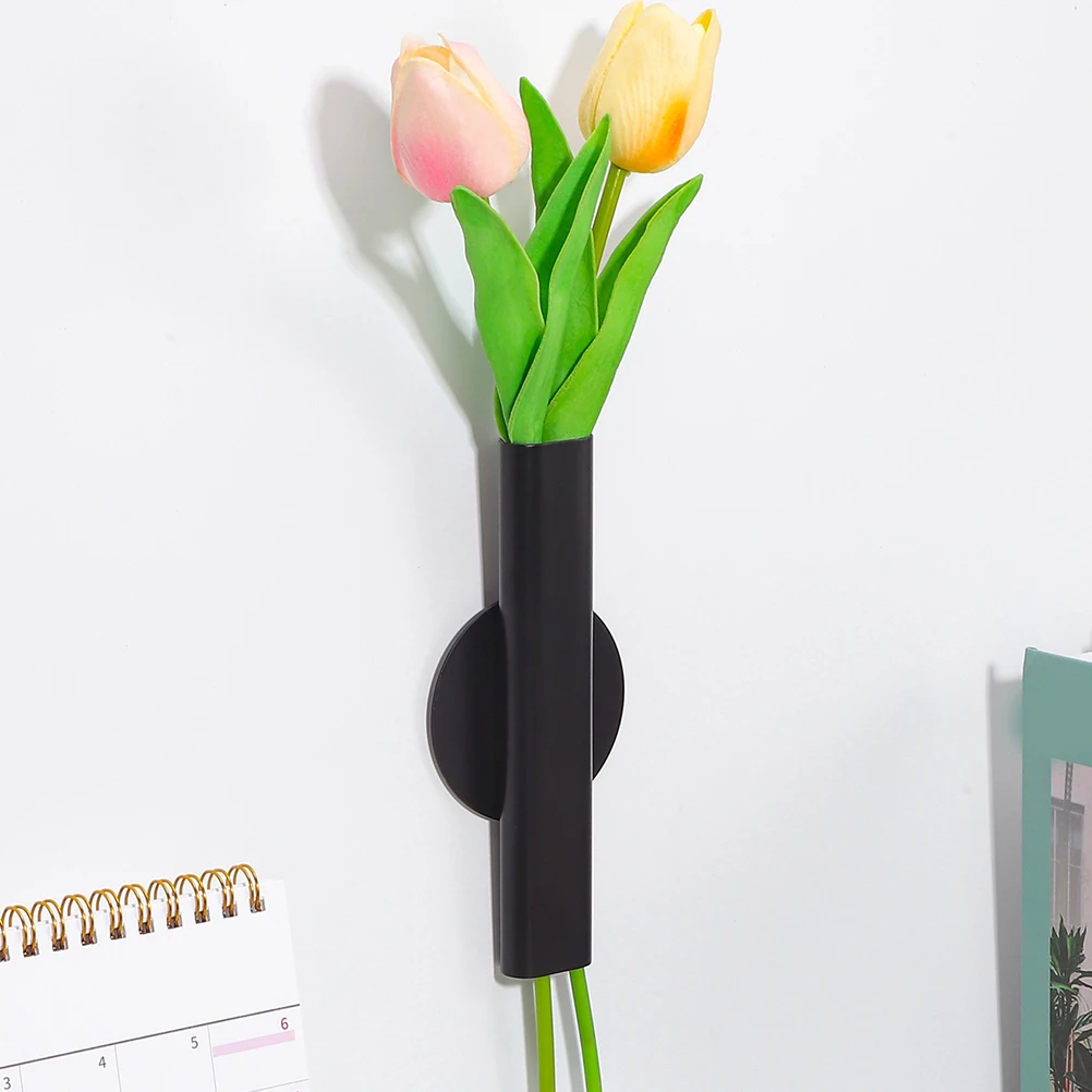 

2pcs Vase Decor Metal Flower Container Wall Mounted Tube Vase For Home Kitchen Bedroom Window Sill Art Wall Hanging Planter