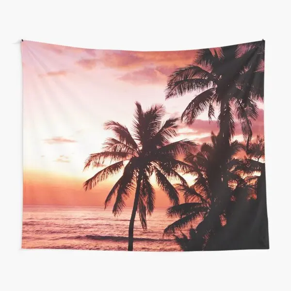 Tropical Seaside Tapestry Sunset Beach Ocean Tapestry Summer Art Tapestries Wall Hanging for Living Room Bedroom Dorm Decor