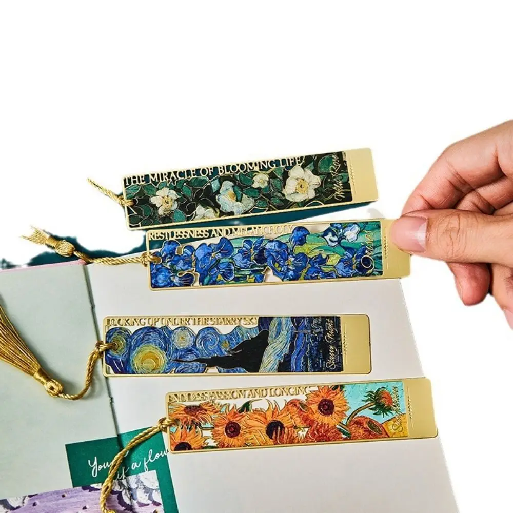 

Metal Flower Metal Bookmark Hollow Literary Flower Stationery Reading Book Clip Painting Tassel Pendant Bookmark