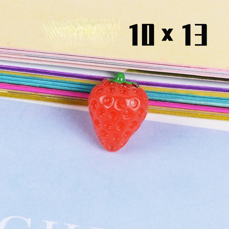 10Pcs Cartoon Simulation Fruit Strawberry Resin Flatbacks Scrapbook Material Strawberry Decoration Hair Clip Making Accessories