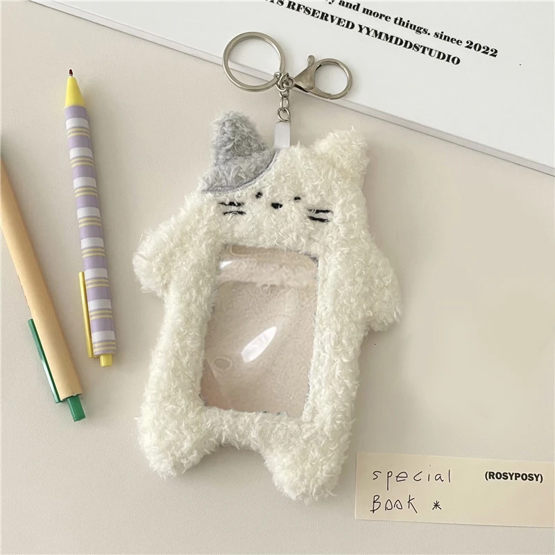 INS Cartoon Plush Photocard Holder Kitten Rabbit Ins Idol Cards Protective Case Student Credit Bank Bus Card Holder Stationery