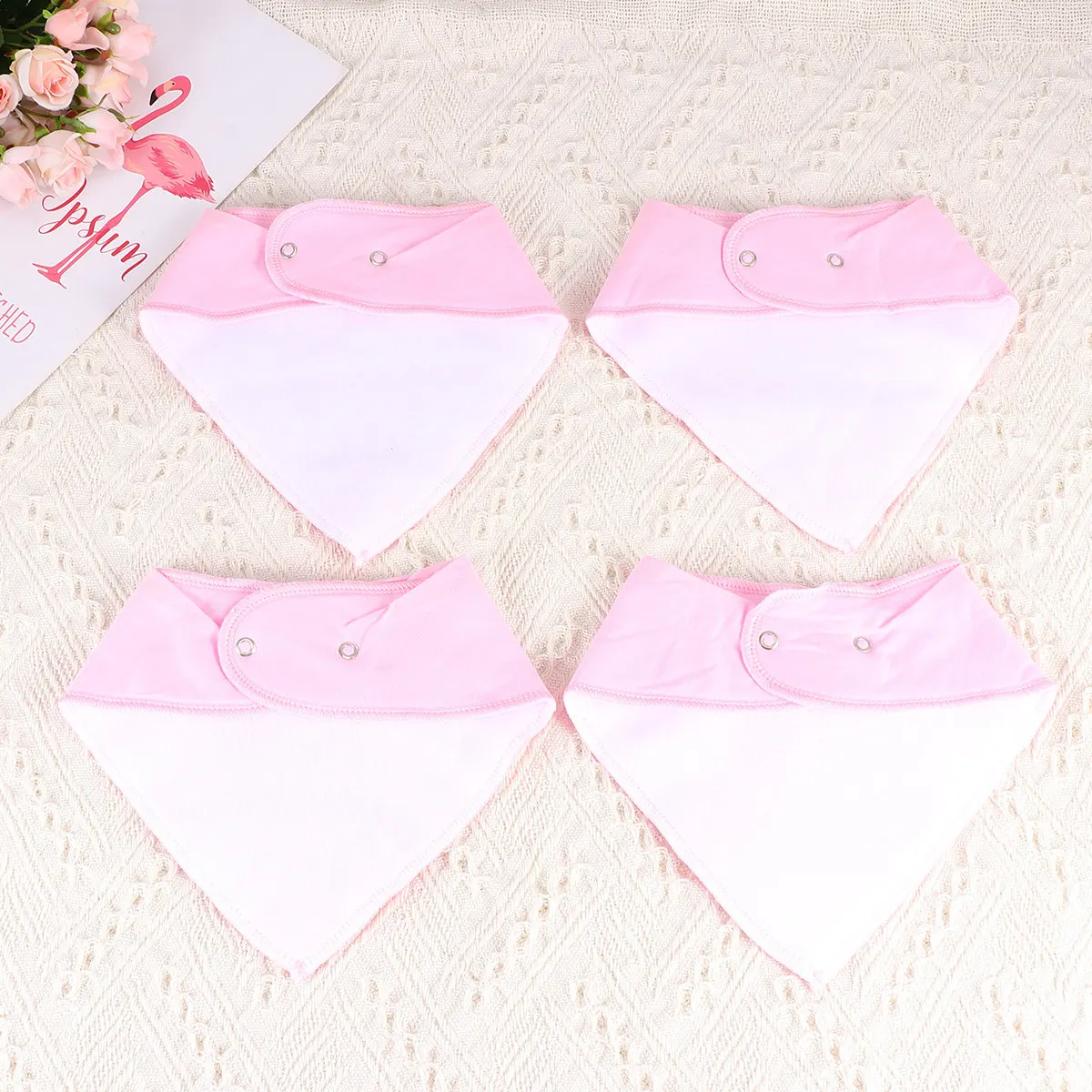 

4Pcs Pure Cotton Baby Feeding Towel Soft Absorbent Saliva Towels for Newborns Easy Clean Nursing Towel Roll Up Portable Pink