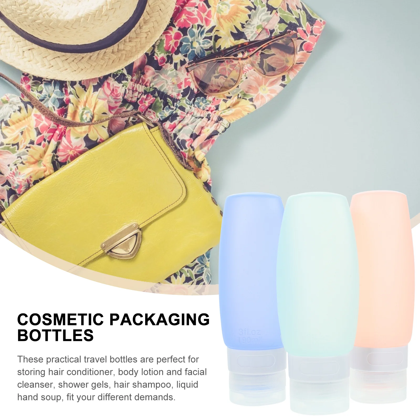 

3Pcs 90Ml Empty Travel Bottles Silicone Toiletry Containers for Liquid Soap Shower Gel Face Wash Portable Toiletries Storage Set