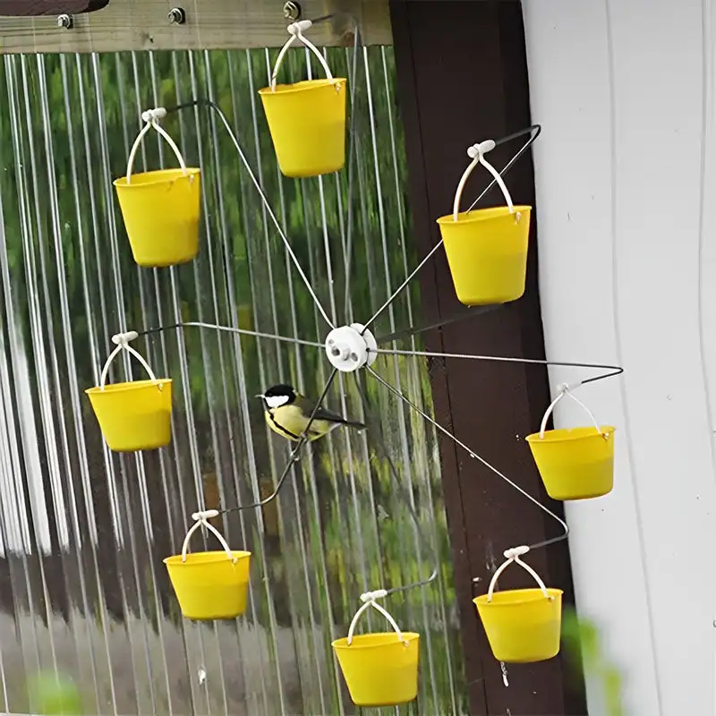 Ferris Wheel Bird Feeder Hanging Pet Food Dispenser Hummingbird Feeder Outdoor Birds Feeder For Sparrows Yellow Finch