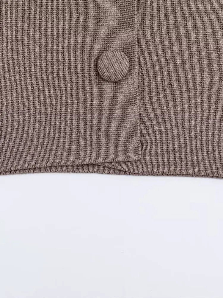 TFAFXY Women Fashion Solid Single Breasted Knitted Sweater Vintage O-Neck Short Sleeves Female Chic Lady Sweater