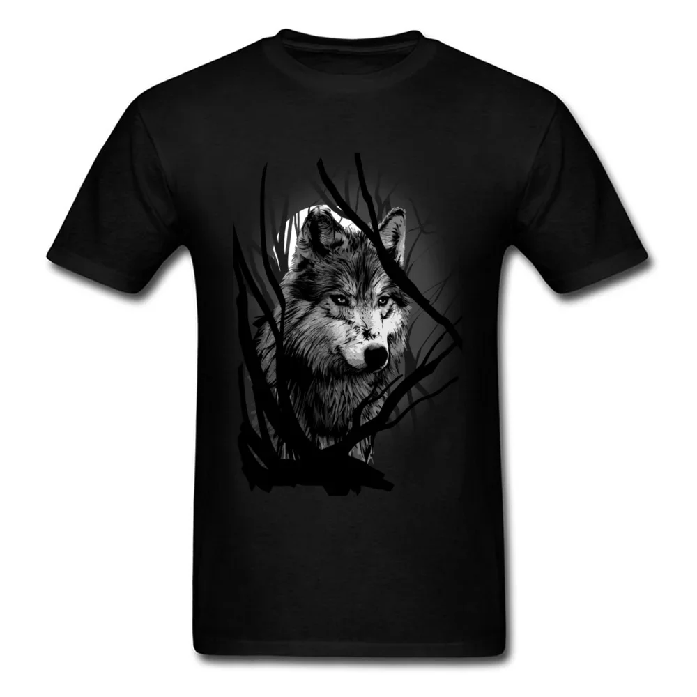 2018 T Shirt Men Wolf In The Dark T-shirt Cotton Cloth O Neck Tops Animal Art Painting Short Sleeve Family Adult Tshirt