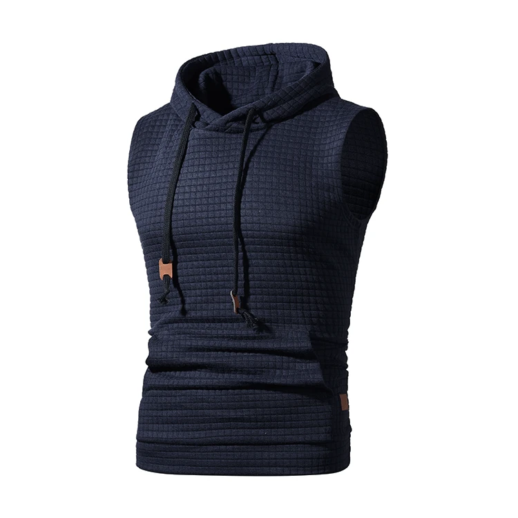 2022 pocket New Mens Hoodies Cube Pattern Fashion Sleeveless Jacket Sweatshirt Solid Coats Casual Sports Hooded Vest Coat Tops