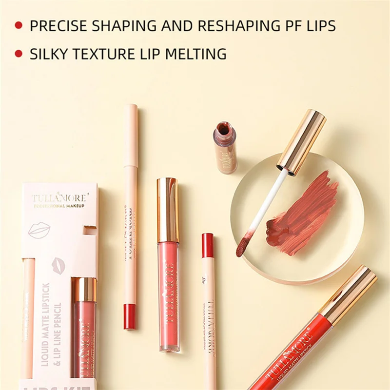 Lip Gloss Silky Color Lip Line 30g Lip Makeup Lip Liner Full Color Non Stick Cup Matte Make Up Lipstick Pen Small And Portable