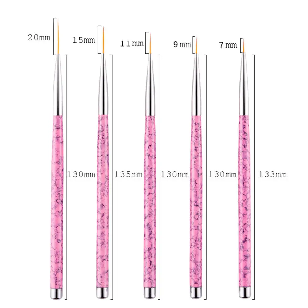 

5Pcs Nail Art Pen Brush Set with Nylon Bristles Fine Liner Drawing Brushes for Professional Manicure DIY Nail Design Tools