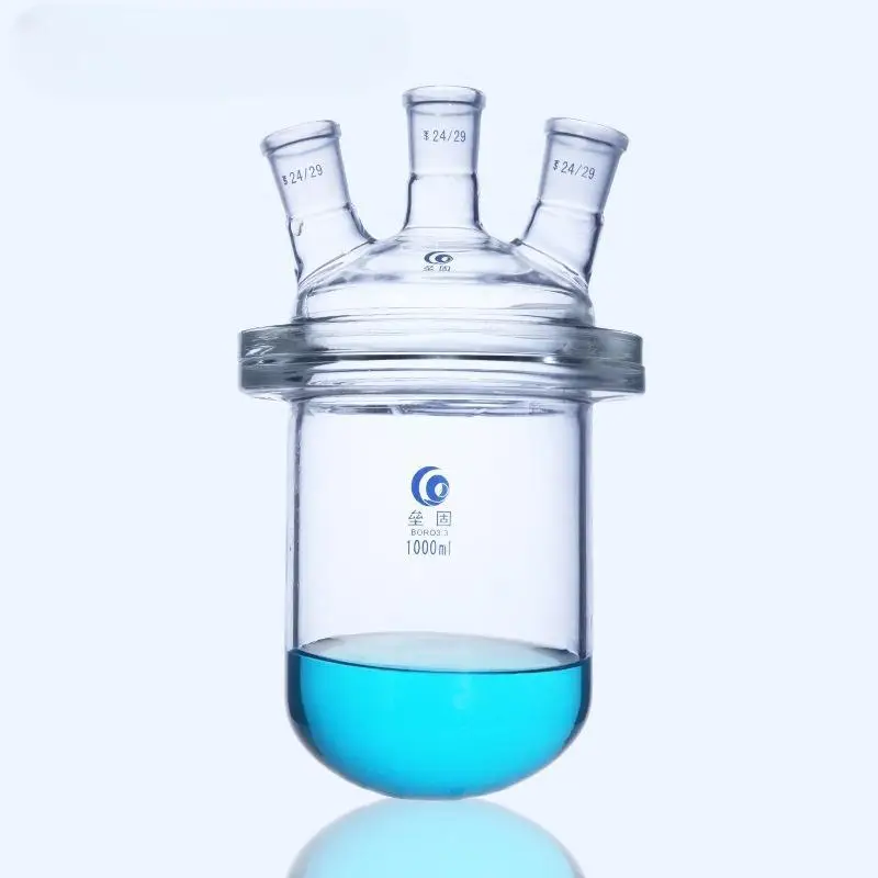 1set 500ml 1000ml 2000ml Medical grade Boro. glass 4-neck glass barrel-shaped flask reactor with four mouths for Lab