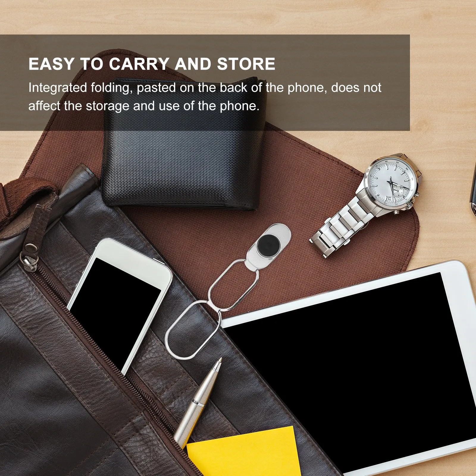 Foldable Phone Ring Holder Reusable Non-Marking Adhesive Cell Phone Kickstand Finger Grip Stand Finger Kickstand view 5