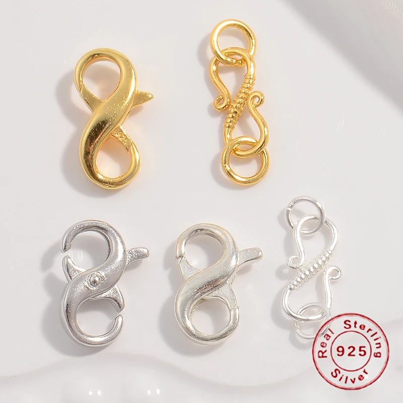 925 Sterling Silver Figure Eight Closure Clasps Necklace Bracelet End Spring Clip Clasp Jewelry Making Accessories SK61