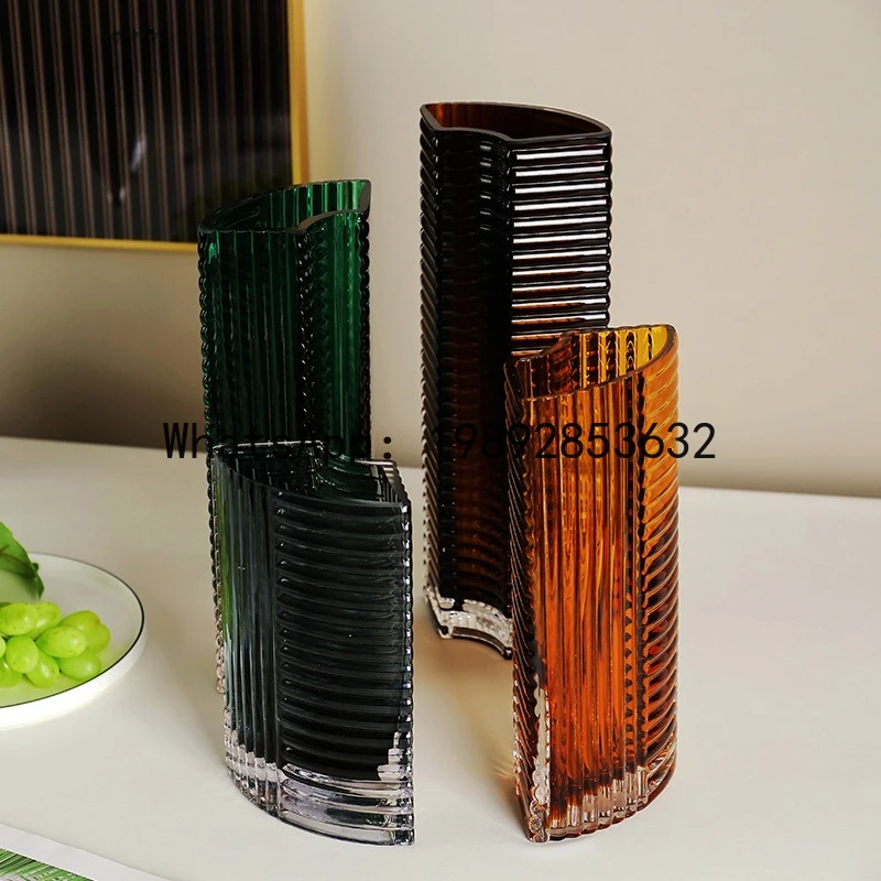 Transparent Glass Vase Geometric Triangular Flat Shape Flower Vase Hydroponics Terrarium Flowerpot Vases Pots Home Decoration
