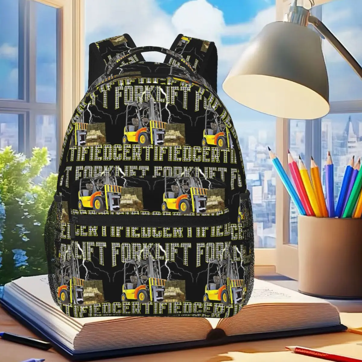 

Forklift Certified Operator Meme Graphic Backpack Student Boys Girls BookBag School Bag Computer Shoulder Bags for Men Women