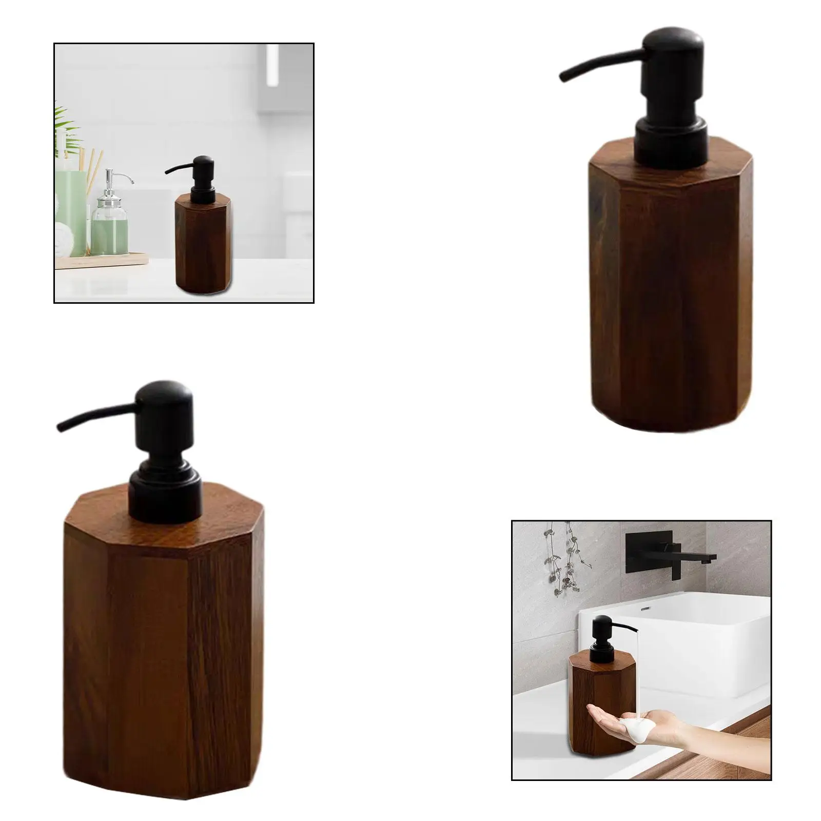 

Soap Dispenser Lotion Dispenser Empty Wooden, Bathroom Accessories, Modern Dish Soap Bottle Pump Bottle for Home Bathroom