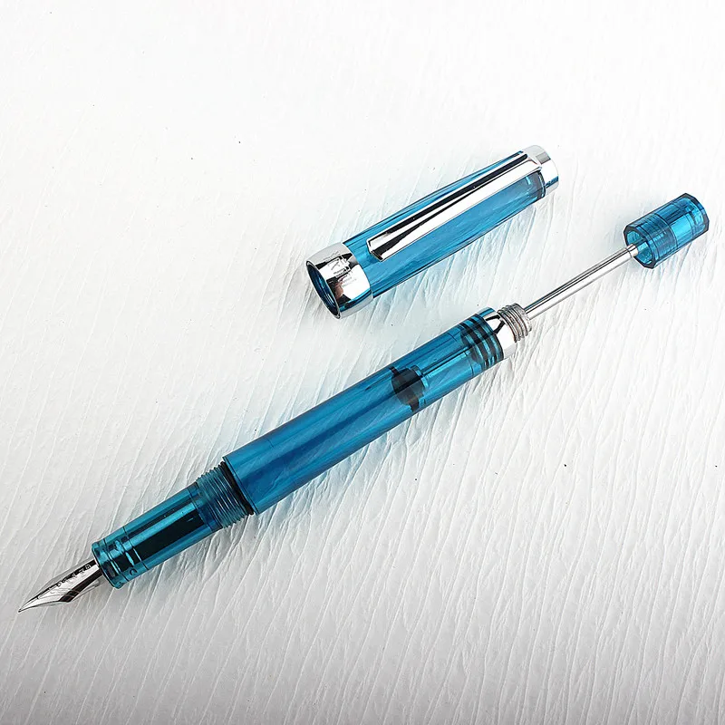 Yongsheng 013-pluma estilográfica de relleno al vacío, pluma de tinta transparente acrílica, sección transparente EF/F/ Nib, pluma de regalo para