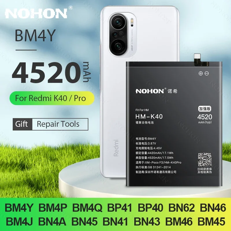 

NOHON BM4Y Battery for Redmi K40 K30 K20 Note 10 9 8 Pro 7 5 4 4X BN46 BN62 BP40 BM4Q BN45 BN4A BN5A Bateria for Xiaomi Poco F3