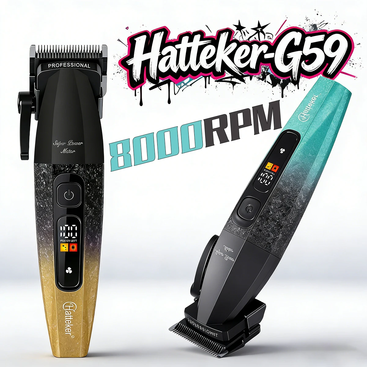 

Электрическая машинка для стрижки волос G59, триммер для мужчин, высокоскоростной мотор 8000 об/мин, лезвие DLC, цифровой дисплей, машинка для стрижки для барбершопов