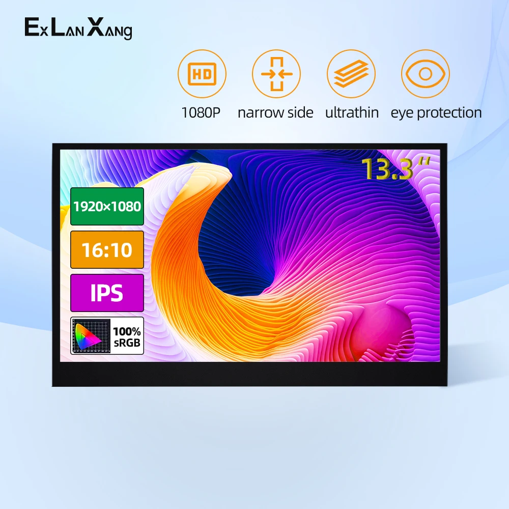 

Hot Selling 13.3 Inch 1920x1080 IPS FHD LCD Screen With HDMI USB Input Thin Gaming Portable Monitor