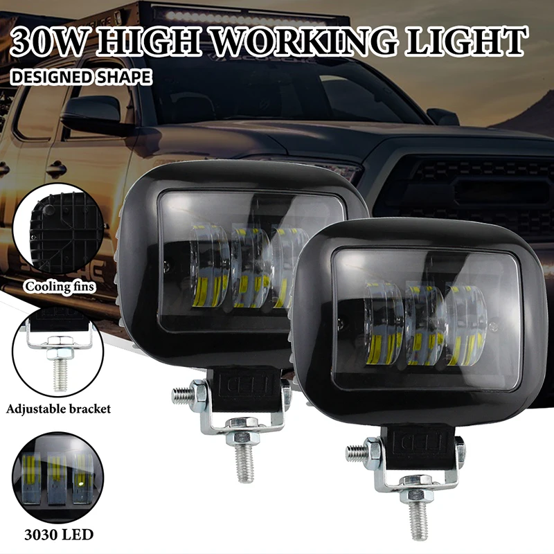 

2pcs Led Work Light for truck Pickup cross-country Jeep SUV ATV Wrangler Car Driving light square Spotlight additional headlight