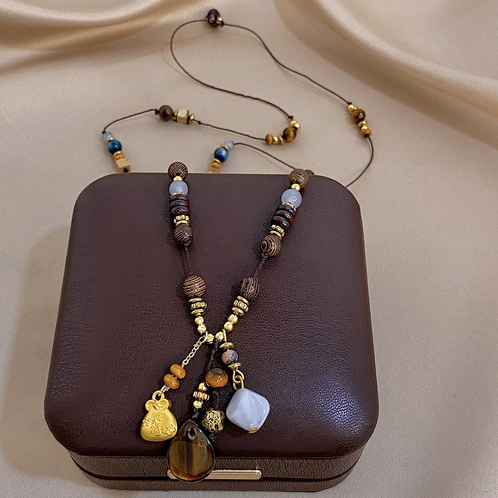 สร้อยคอโชคเกอร์ลูกปัดหินธรรมชา - Ethnic Chic Fashion บทวิจารณ์และราคา