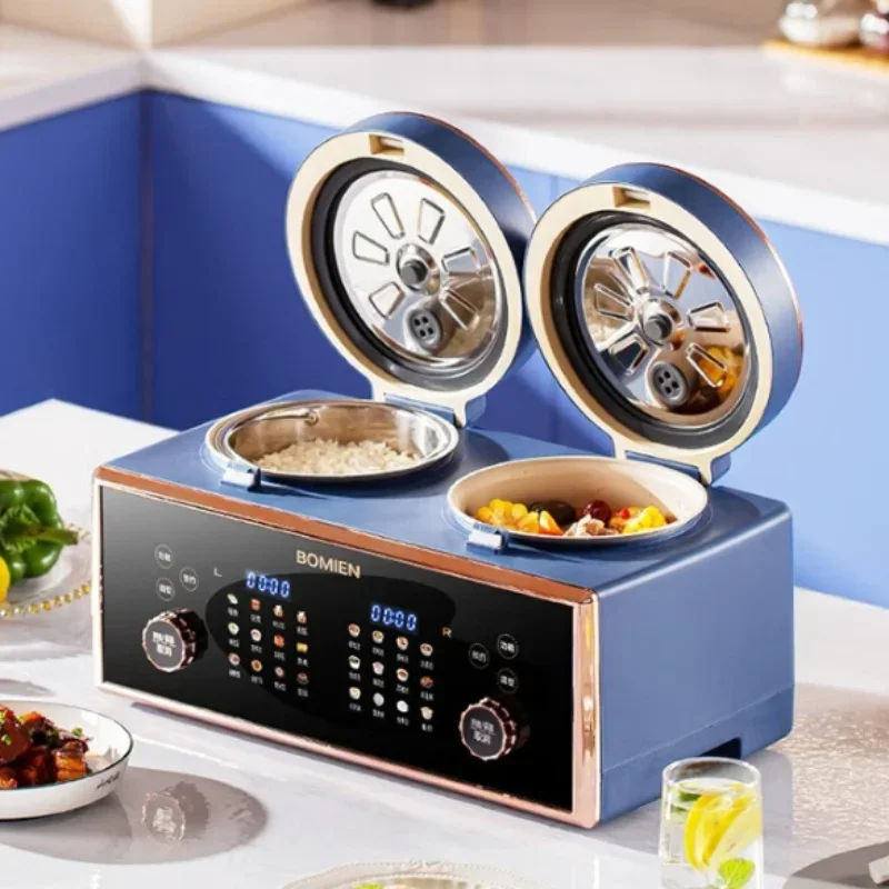 Olla arrocera eléctrica de doble olla y máquina para hacer sopa, capacidad de 4L, ambos ollas, cocina multifuncional con bajo contenido de azúcar, 220V, gran oferta