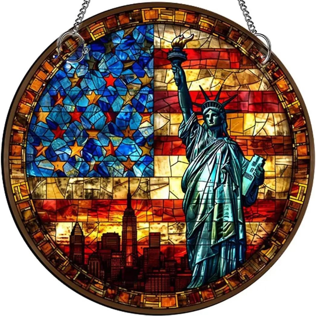 

Acrylic Home Wall Decoration Disk Chain Pendant Independence Day Free Godd Cross-Border Independence Day Decoration