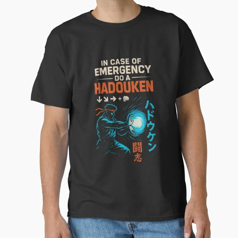 Hadouken Combat Game Classic Cartoon Arcade video game Street Fighter Gift t shirt Large size tops Anime Graphic Print Clothes