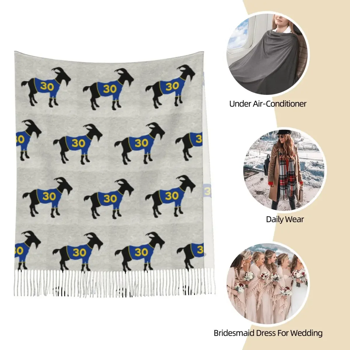 ستيف كاري الماعز وشاح شرابة الأوشحة النساء شالات دافئة ناعمة ويلتف كبير الخريف الشتاء شال التفاف