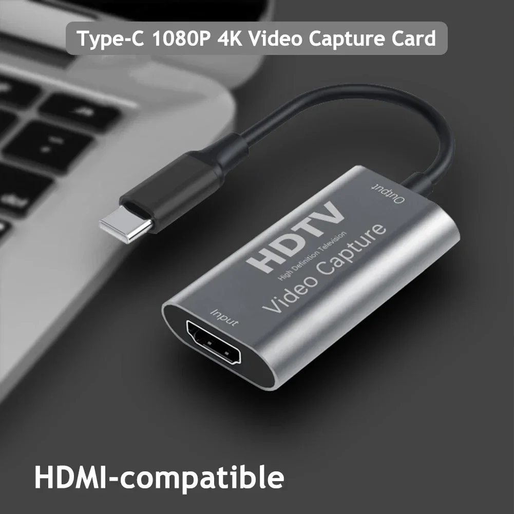 4K Type-C Video Capture Card 1080P HDMI-compatible Video Grabber Record Box For Macbook PS4 Game Camera Recorder Live Streaming