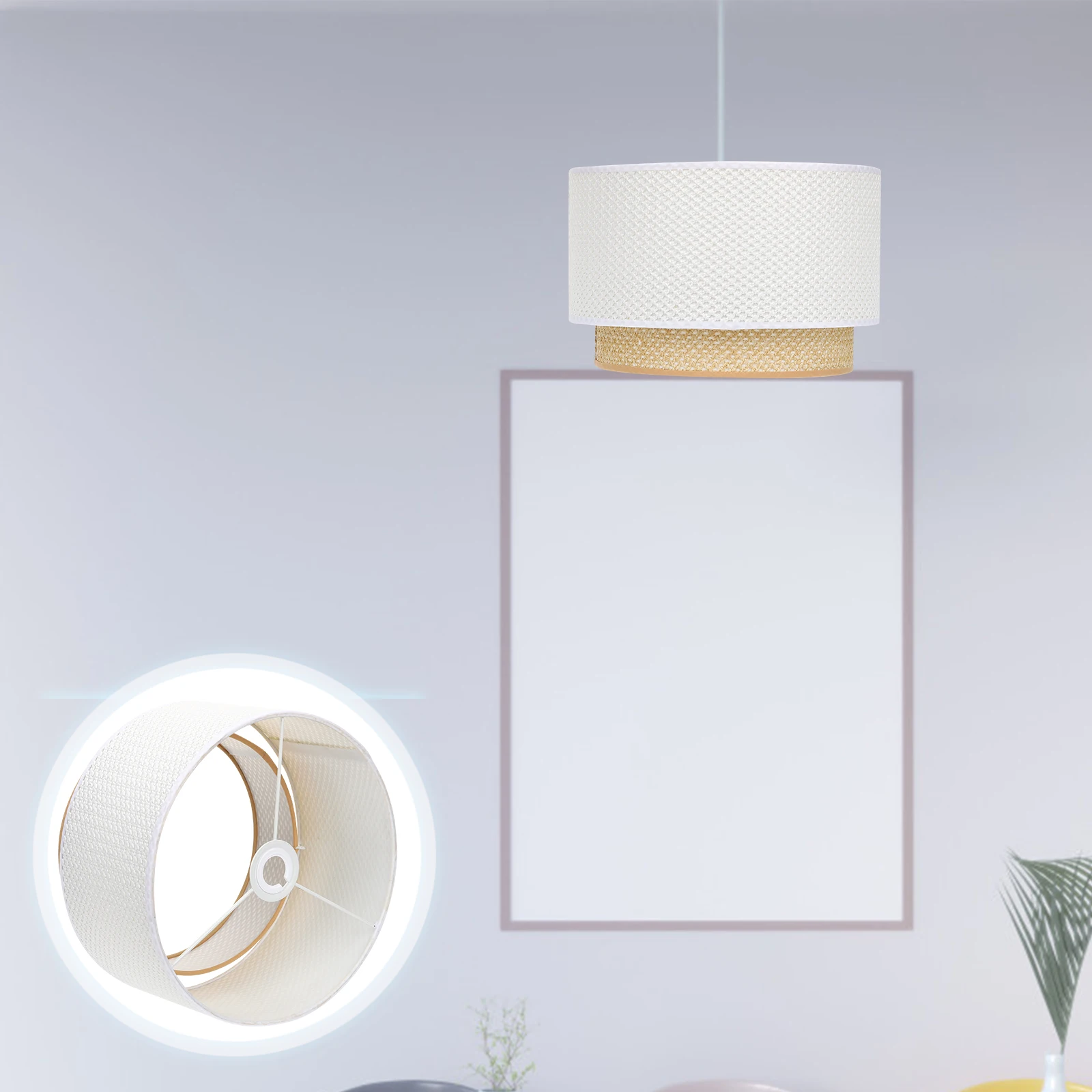 

Double Layered Fabric Lampshade E27/E14 For Floor Table Bar Decor Drum Shade Replacement Lighting Accessory